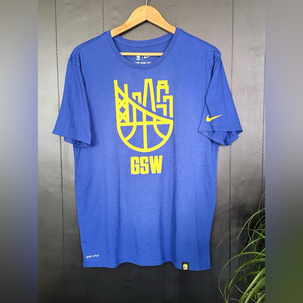 Nike Dri-fit Golden State Warriors Tee Blue Athletic Cut
